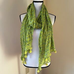 *AERIE* Yellow x Blue Floral Design Fashion Tassel Scarf